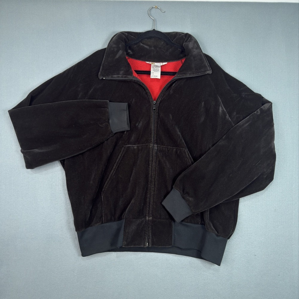 Vintage Carhartt 754 Velour Feel Fleece Lined Jacket USA Made Black Mens Sz 2XL